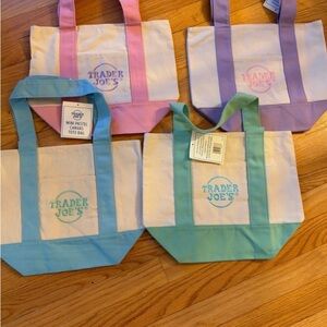 Trader Joe's Mini Pastel Canvas Tote Bag Set
